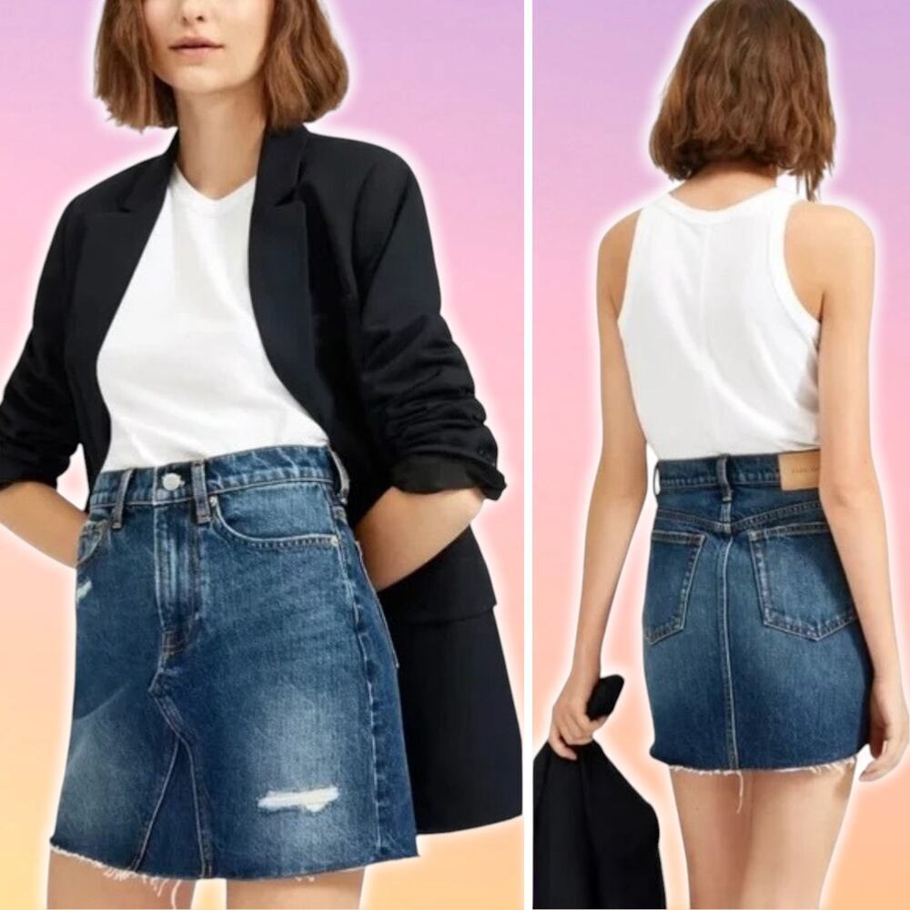 EVERLANE The Denim Reconstructed Skirt Sz 26 Blue